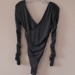 Free People Dark Aqua Long Sleeve Bodysuit NWOT